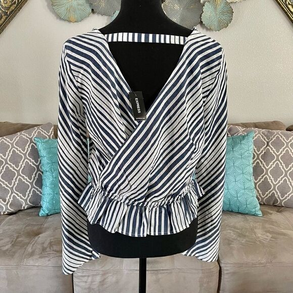 NWT EXPRESS Women’s Striped Blouse - Picture 2 of 3